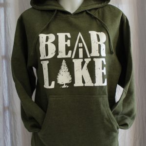 Bear Lake Cabin Tree Hoodie - Olive Green