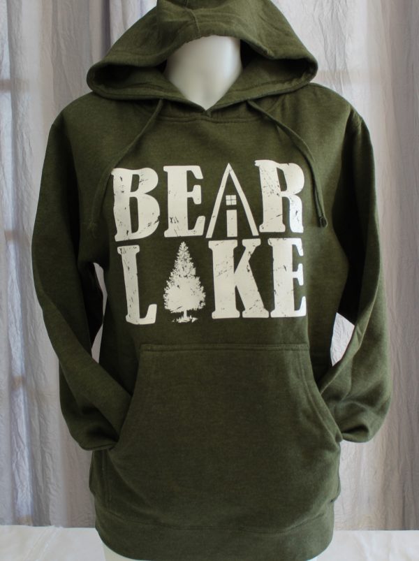 Bear Lake Cabin Tree Hoodie - Olive Green