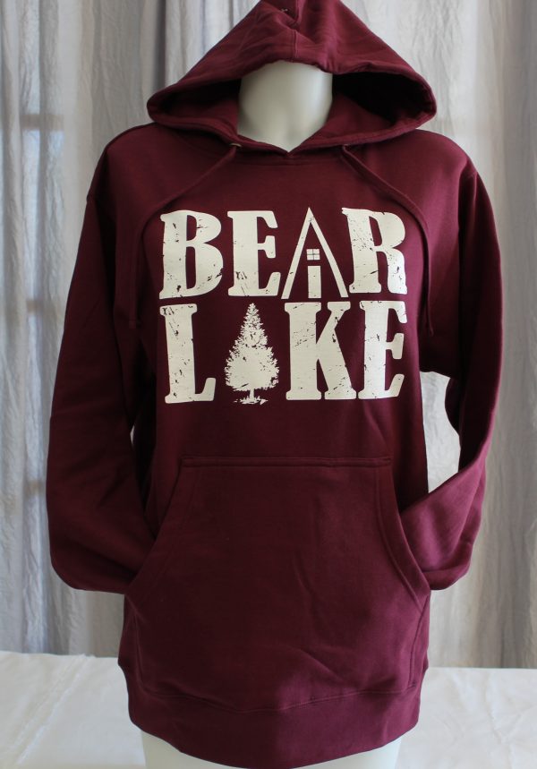 Bear Lake Cabin Tree Hoodie - Maroon