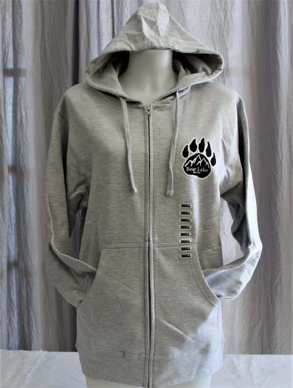 Bear Lake Paw Zip Hoodie - Light Grey