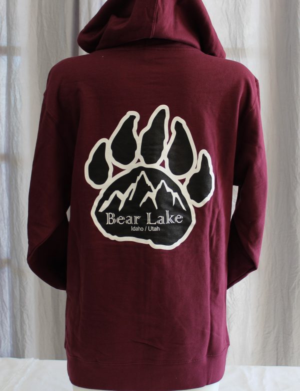 Bear Lake Paw Zip Hoodie - Maroon - Image 3