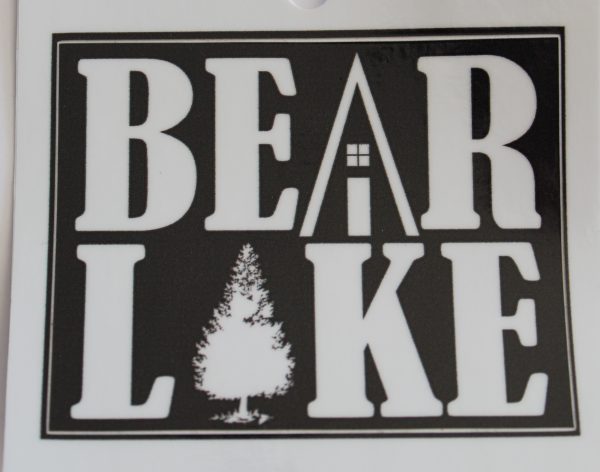 Bear Lake Cabin Tree Decal - Black/White