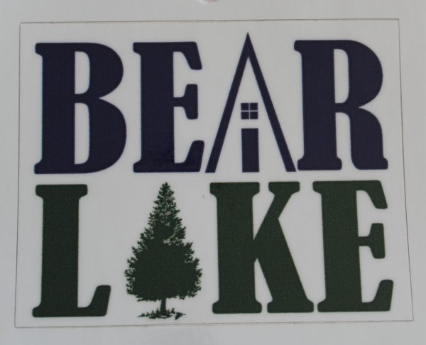 Bear Lake Cabin Tree Decal - Blue/Green